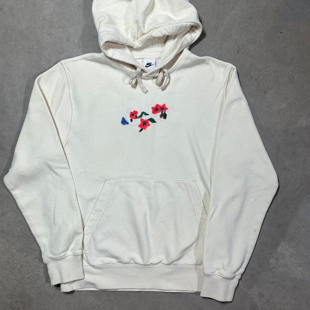 Nike Hoodie Center Floral Swoosh Size Small Sweatshirt Unisex